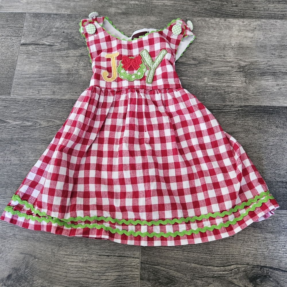 Joyful Red and White Checkered Christmas  Dress
